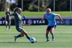 January 22, 2022: Paige Satchell of Sydney FC and Kaitlyn Torpey of Melbourne City in action during round eight A-league Women’s match between Sydney FC and Melbourne City at Netstrata Jubilee Stadium, on January 22, 2022, in Sydney NSW. 
(Image by: May Bailey | Beyond 90)