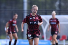 February 15, 2022: Elizabeth Copus-Brown of the Wanderers warms up just before the start of A-league Women’s match between Western Sydney Wanderers FC and Canberra United at Wanderers Football Park, on February 15, 2022, in Sydney, Australia (Image by: May Bailey | Beyond 90)