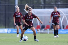 February 15, 2022: Sarah Morgan of the Wanderers warms up just before the start of A-league Women’s match between Western Sydney Wanderers FC and Canberra United at Wanderers Football Park, on February 15, 2022, in Sydney, Australia (Image by: May Bailey | Beyond 90)