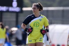 February 15, 2022: Goalkeeper of the Canberra United warms up just before the A-league Women’s match between Western Sydney Wanderers FC and Canberra United at Wanderers Football Park, on February 15, 2022, in Sydney, Australia (Image by: May Bailey | Beyond 90)