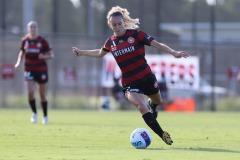 February 15, 2022: Isabella Habuda of the Wanderers controls the ball during the A-league Women’s match between Western Sydney Wanderers FC and Canberra United at Wanderers Football Park, on February 15, 2022, in Sydney, Australia (Image by: May Bailey | Beyond 90)