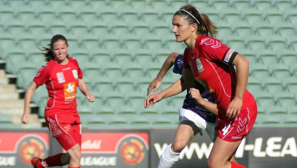 Dianne Alagich captaining Adelaide United in 2008/09. 