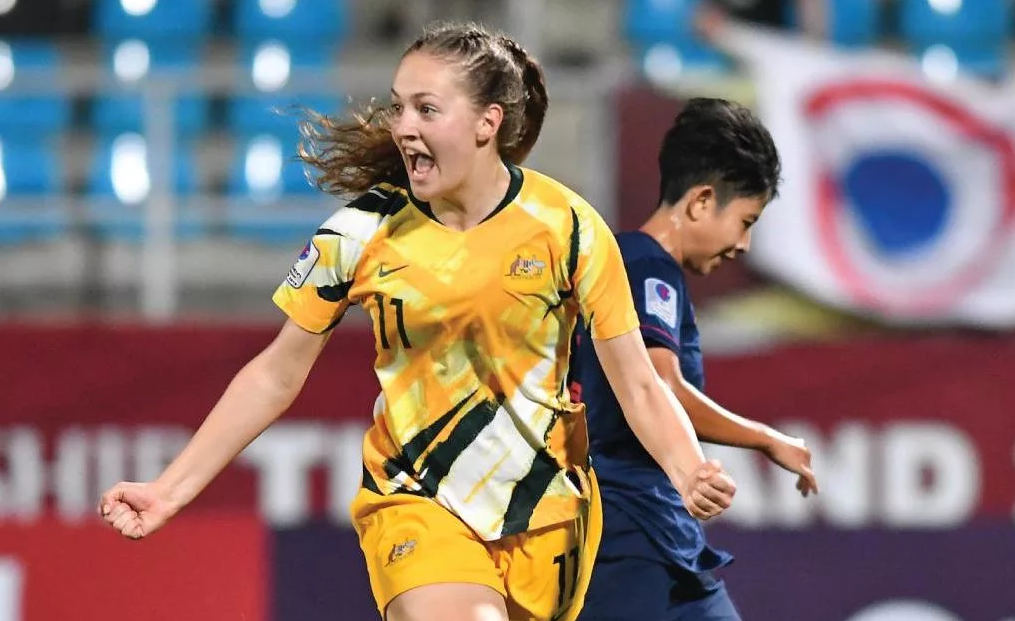 Alana Jancevski celebrates scoring against Thailand.