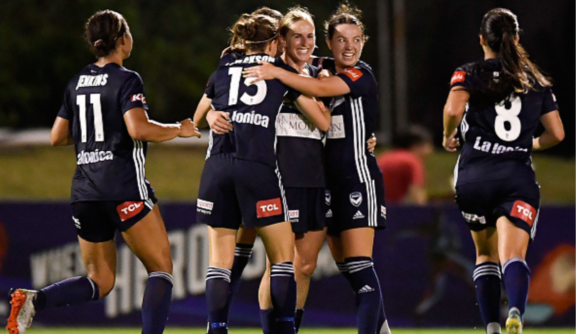 W-League Round 2 Wrap: BRISBANE, AUSTRALIA - NOVEMBER 21: Natasha Dowie of the Victory celebrates scoring a goal during the round two W-League match the between Brisbane Roar and the Melbourne Victory at Dolphin Stadium on November 21, 2019 in Brisbane, Australia. (Photo by Albert Perez/Getty Images)