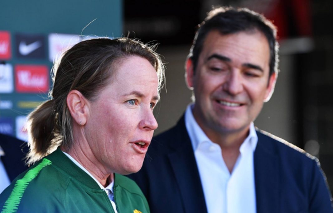 ADELAIDE, AUSTRALIA - AUGUST 31: Mel Andreatta assistant coach of the Matilda's speaks to media during a Matildas media opportunity at Coopers Stadium on August 31, 2019 in Adelaide, Australia. (Photo by Mark Brake/Getty Images)