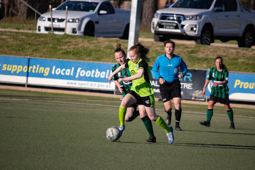 Canberra United Academy's Sasha Grove playing against Monaro Panthers. Photo: Kai Moebus