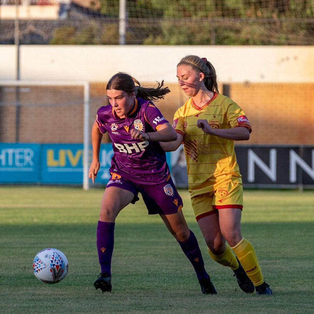 Tijan McKenna on her home W-League debut for Adelaide United in January. Photo: Tom McCarthy.
