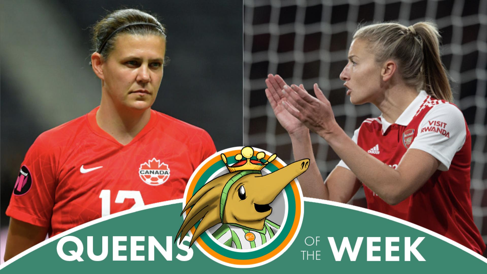 Christine Sinclair (Photo by Jaime Lopez/Jam Media/Getty Images) | Leah Williamson (Photo by Visionhaus/Getty Images)