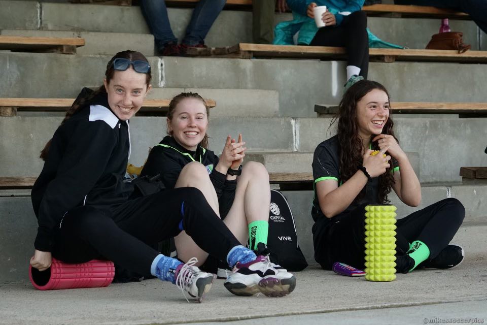 Annie and Sasha Grove relax at Hawker Football Centre, home of the Canberra United Academy. Photo supplied.