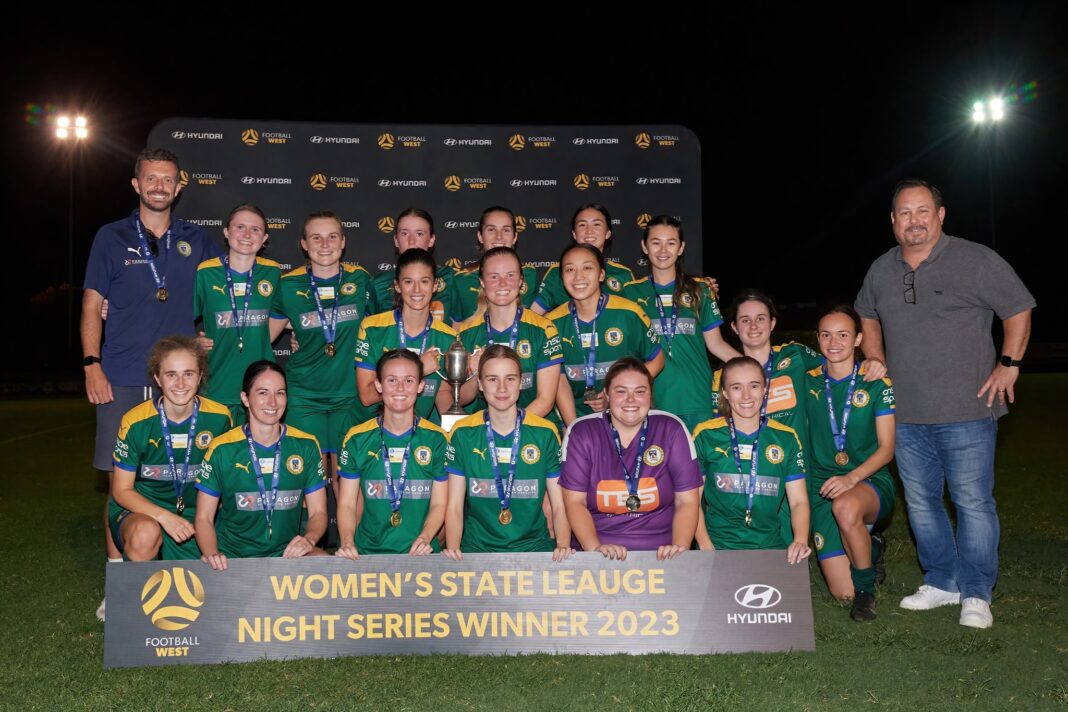 Women's League Night Series winners UWA. Image credit Football West/Foto Enzo