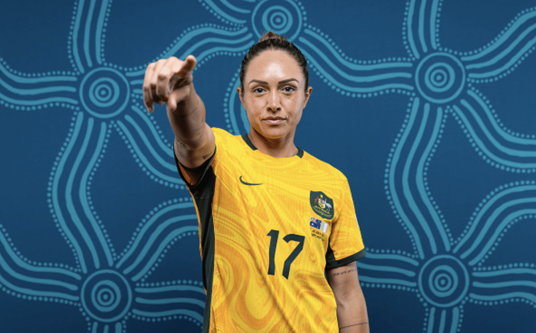 BRISBANE, AUSTRALIA - JULY 17: Kyah Simon of Australia poses for a portrait during the official FIFA Women's World Cup Australia & New Zealand 2023 portrait session on July 17, 2023 in Brisbane, Australia. (Photo by Chris Hyde - FIFA/FIFA via Getty Images)