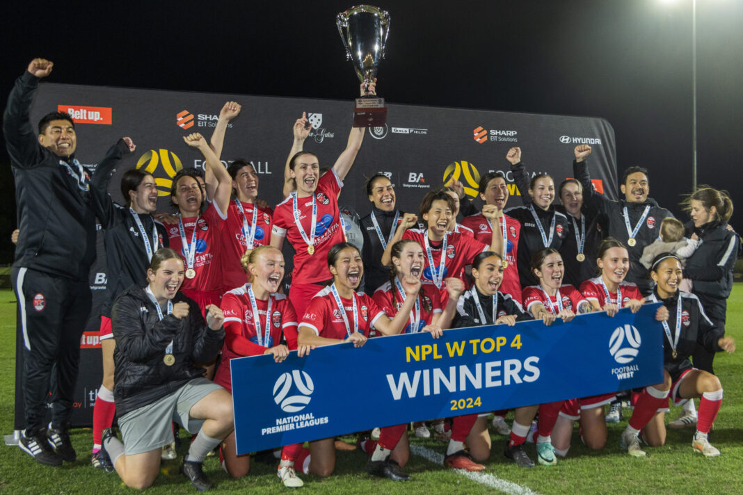 Perth RedStar celebrate winning the Top 4 Trophy. Image credit Neil Bennett