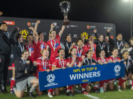 Perth RedStar celebrate winning the Top 4 Trophy. Image credit Neil Bennett