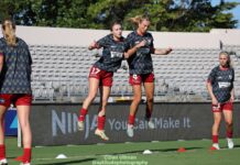 Adelaide are going to the Dub semi-finals! Here, Zoe Tolland and Matilda McNamara warm up before a game against Wellington. Photo credit: Dan Ullman (Instagram - @aptitudephotography )