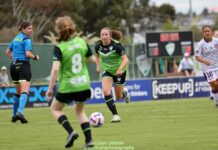 PODCAST | Laura, We Hardly Knew Ye Laura Hughes runs with the ball during a 2022-23 A-League Women game between Canberra United and Perth Glory. Photo credit: Dan Ullman - follow his new Instagram account @soccerpicsap