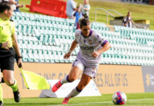PODCAST | Butter Knife Perth Glory's Tijan McKenna, in action against Sydney FC, at Leichhardt Oval on 15 November 2025. Photo credit: Kellie Stewart / KLZ Photography (Instagram - @klzphotography )